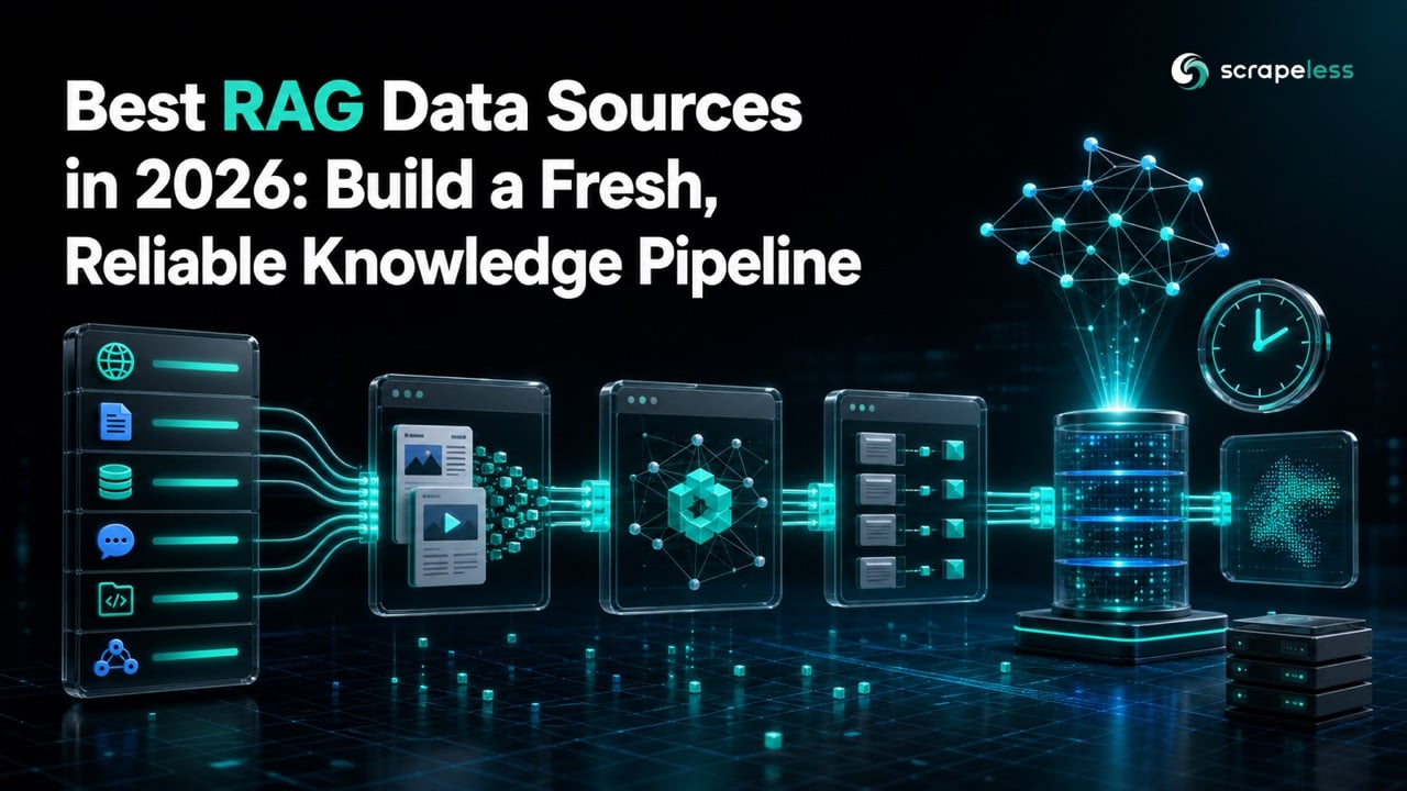 RAG data sources flowing through a provenance and freshness pipeline into a searchable knowledge index