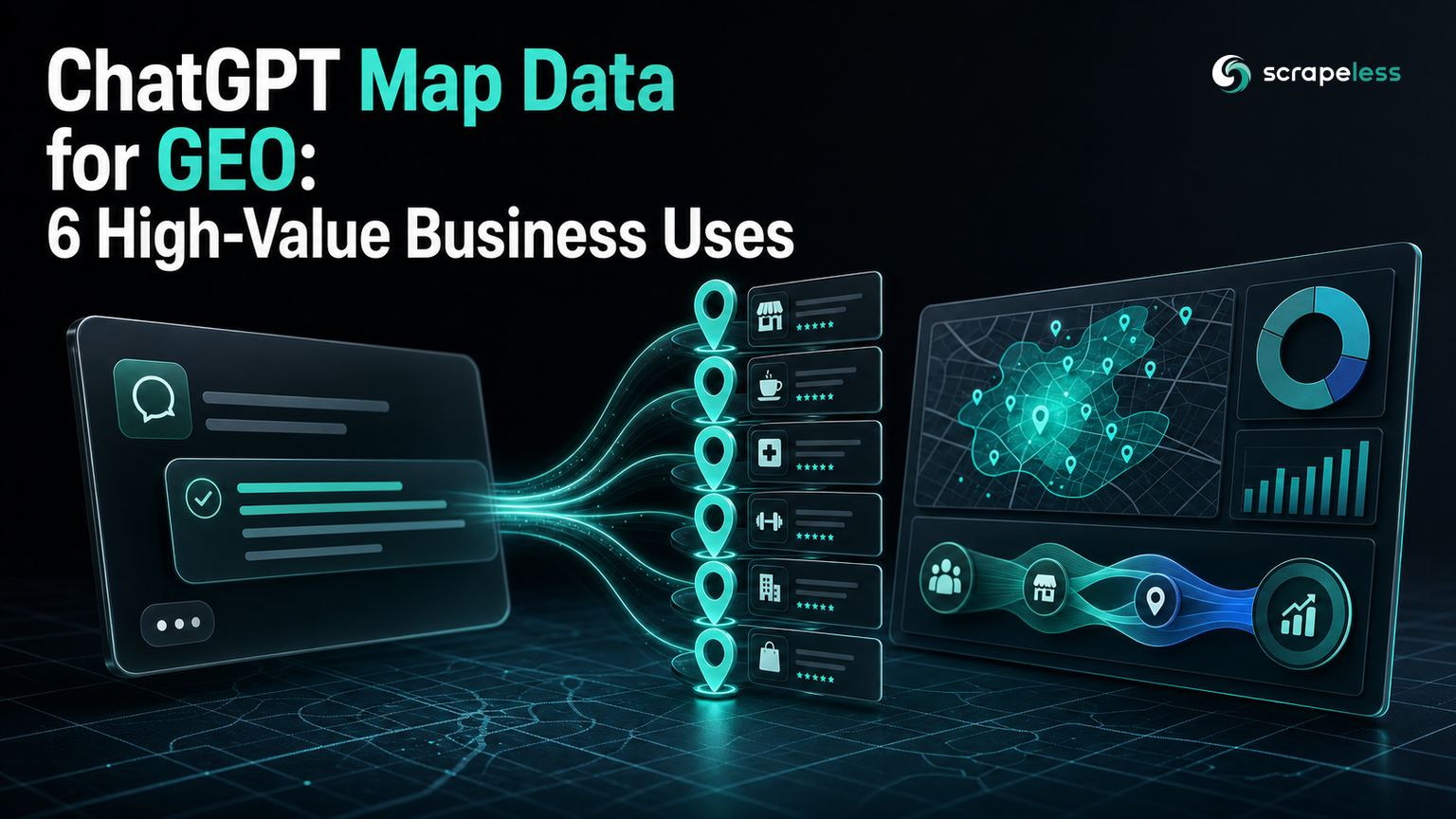 ChatGPT map data flowing into local GEO visibility and business intelligence dashboards